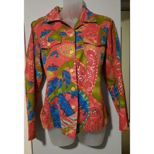 Choices Jacket geometric art wear patchwork embellished cotton Size Medium